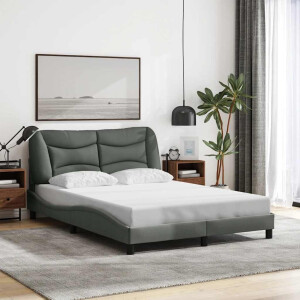 vidaXL Bedframe zonder matras "Hvar" stof donkergrijs 140x190 cm