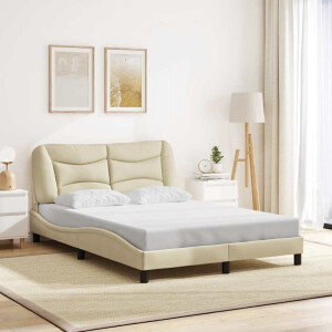 vidaXL Bedframe zonder matras "Hvar" stof crèmekleurig 140x190 cm