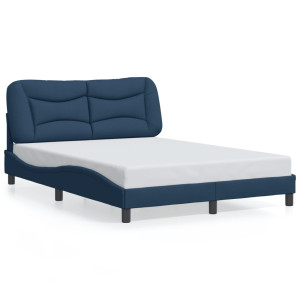 vidaXL Bedframe zonder matras stof blauw 140x190 cm