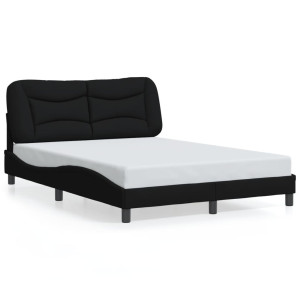 vidaXL Bedframe zonder matras stof zwart 140x200 cm