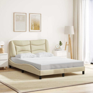 vidaXL Bedframe zonder matras "Hvar" stof crèmekleurig 140x200 cm