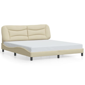 vidaXL Bedframe zonder matras "Hvar" stof crèmekleurig 180x200 cm