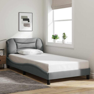 vidaXL Bedframe zonder matras "Hvar" stof lichtgrijs 100x190 cm