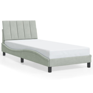 vidaXL Bedframe met hoofdeinde fluweel lichtgrijs 90x190 cm