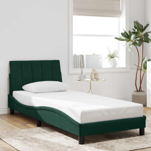 vidaXL Bedframe zonder matras "Hanko" 90x200 cm fluweel donkergroen