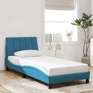 vidaXL Bedframe zonder matras "Hanko" fluweel blauw 90x200 cm