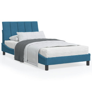 vidaXL Bedframe met hoofdeinde fluweel blauw 100x200 cm