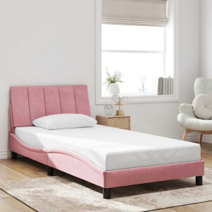 vidaXL Bedframe zonder matras "Hanko" fluweel roze 100x200 cm