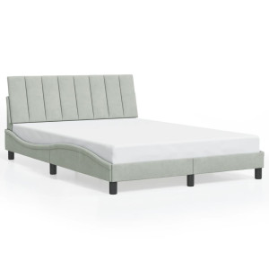 vidaXL Bedframe met hoofdeinde fluweel lichtgrijs 120x200 cm