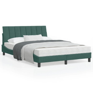 vidaXL Bedframe met hoofdeinde fluweel donkergroen 120x200 cm