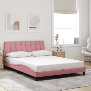 vidaXL Bedframe zonder matras "Hanko" fluweel roze 120x200 cm