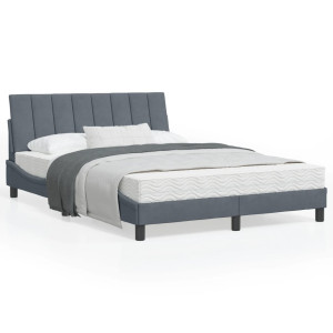 vidaXL Bedframe met hoofdeinde fluweel donkergrijs 140x190 cm