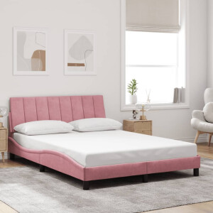 vidaXL Bedframe zonder matras "Hanko" fluweel roze 140x190 cm