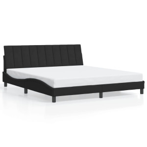 vidaXL Bedframe met hoofdeinde fluweel zwart 180x200 cm