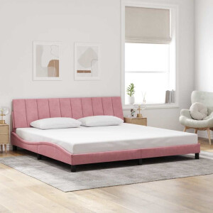 vidaXL Bedframe zonder matras "Hanko" fluweel roze 200x200 cm