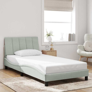 vidaXL Bedframe zonder matras "Hanko" fluweel lichtgrijs 100x190 cm