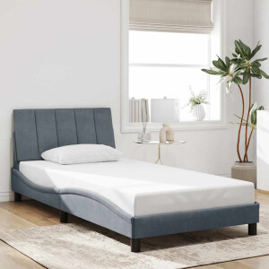 vidaXL Bedframe zonder matras "Hanko" fluweel donkergrijs 100x190 cm