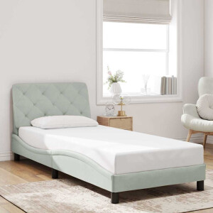 vidaXL Bedframe zonder matras 90x200 cm fluweel lichtgrijs