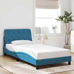 vidaXL Bedframe zonder matras fluweel blauw 100x200 cm