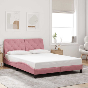 vidaXL Bedframe zonder matras fluweel roze 140x200 cm
