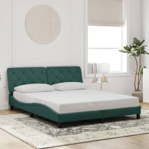vidaXL Bedframe zonder matras 160x200 cm fluweel donkergroen