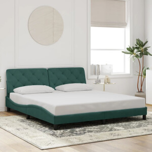 vidaXL Bedframe zonder matras 180x200 cm fluweel donkergroen