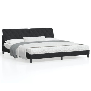 vidaXL Bedframe met hoofdeinde fluweel zwart 200x200 cm