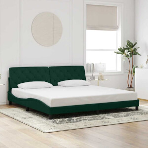 vidaXL Bedframe zonder matras 200x200 cm fluweel donkergroen