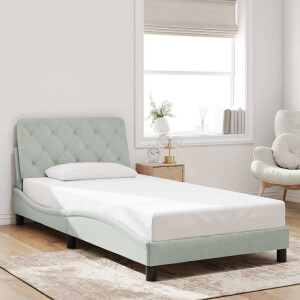 vidaXL Bedframe zonder matras fluweel lichtgrijs 100x190 cm