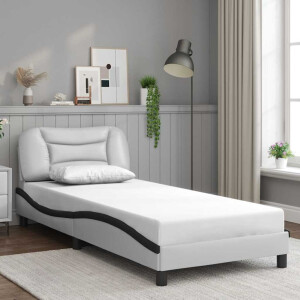 vidaXL Bedframe zonder matras "Hvar" kunstleer zwart en wit 90x190 cm