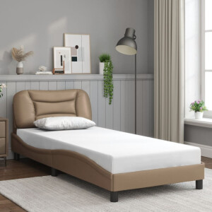 vidaXL Bedframe zonder matras "Hvar" kunstleer cappuccinokleurig 90x200 cm
