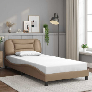 vidaXL Bedframe zonder matras "Hvar" kunstleer cappuccinokleurig 100x200 cm