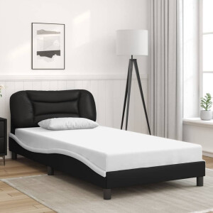 vidaXL Bedframe zonder matras "Hvar" kunstleer zwart en wit 100x200 cm