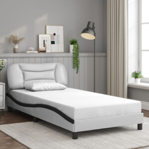 vidaXL Bedframe zonder matras "Hvar" kunstleer zwart en wit 100x200 cm