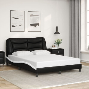 vidaXL Bedframe zonder matras "Hvar" kunstleer zwart en wit 140x200 cm