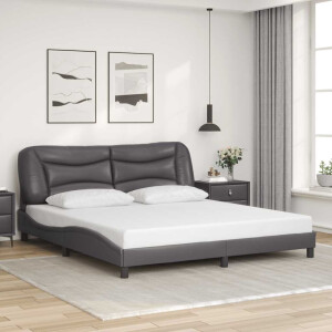 vidaXL Bedframe zonder matras "Hvar" kunstleer grijs 180x200 cm