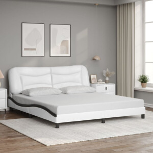 vidaXL Bedframe zonder matras "Hvar" kunstleer wit en zwart 180x200 cm
