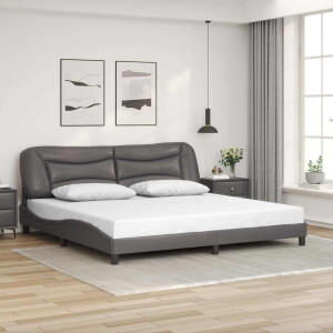 vidaXL Bedframe zonder matras "Hvar" kunstleer grijs 200x200 cm
