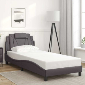 vidaXL Bedframe "Viana" zonder matras kunstleer grijs 90x200 cm