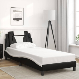 vidaXL Bedframe "Viana" zonder matras kunstleer zwart en wit 90x200 cm