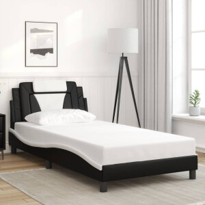 vidaXL Bedframe "Viana" zonder matras kunstleer zwart en wit 100x200 cm