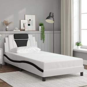 vidaXL Bedframe "Viana" zonder matras kunstleer zwart en wit 100x200 cm