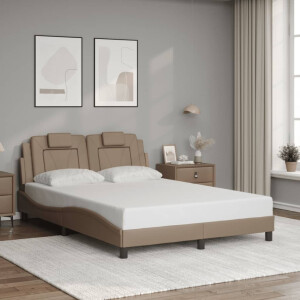 vidaXL Bedframe "Viana" zonder matras kunstleer cappuccinokleurig 140x200 cm