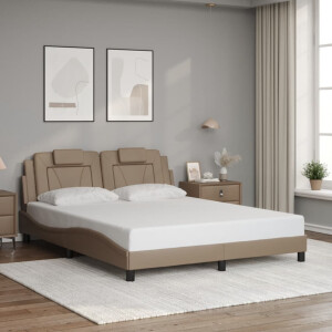 vidaXL Bedframe "Viana" zonder matras kunstleer cappuccinokleurig 160x200 cm