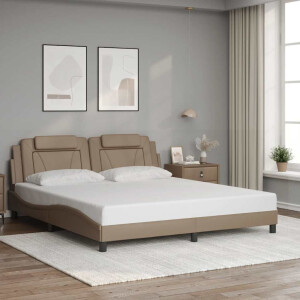 vidaXL Bedframe "Viana" zonder matras kunstleer cappuccinokleurig 180x200 cm