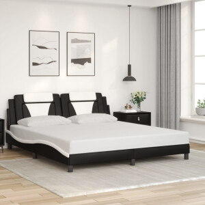 vidaXL Bedframe "Viana" zonder matras kunstleer zwart en wit 180x200 cm