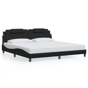 vidaXL Bedframe met hoofdeinde kunstleer zwart 200x200 cm