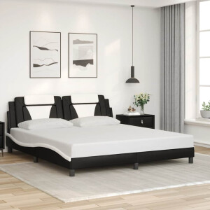 vidaXL Bedframe "Viana" zonder matras kunstleer zwart en wit 183x213 cm