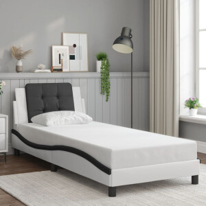 vidaXL Bedframe zonder matras "Zadar" kunstleer zwart en wit 90x190 cm