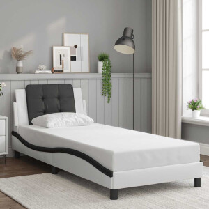 vidaXL Bedframe zonder matras "Zadar" kunstleer zwart en wit 90x190 cm